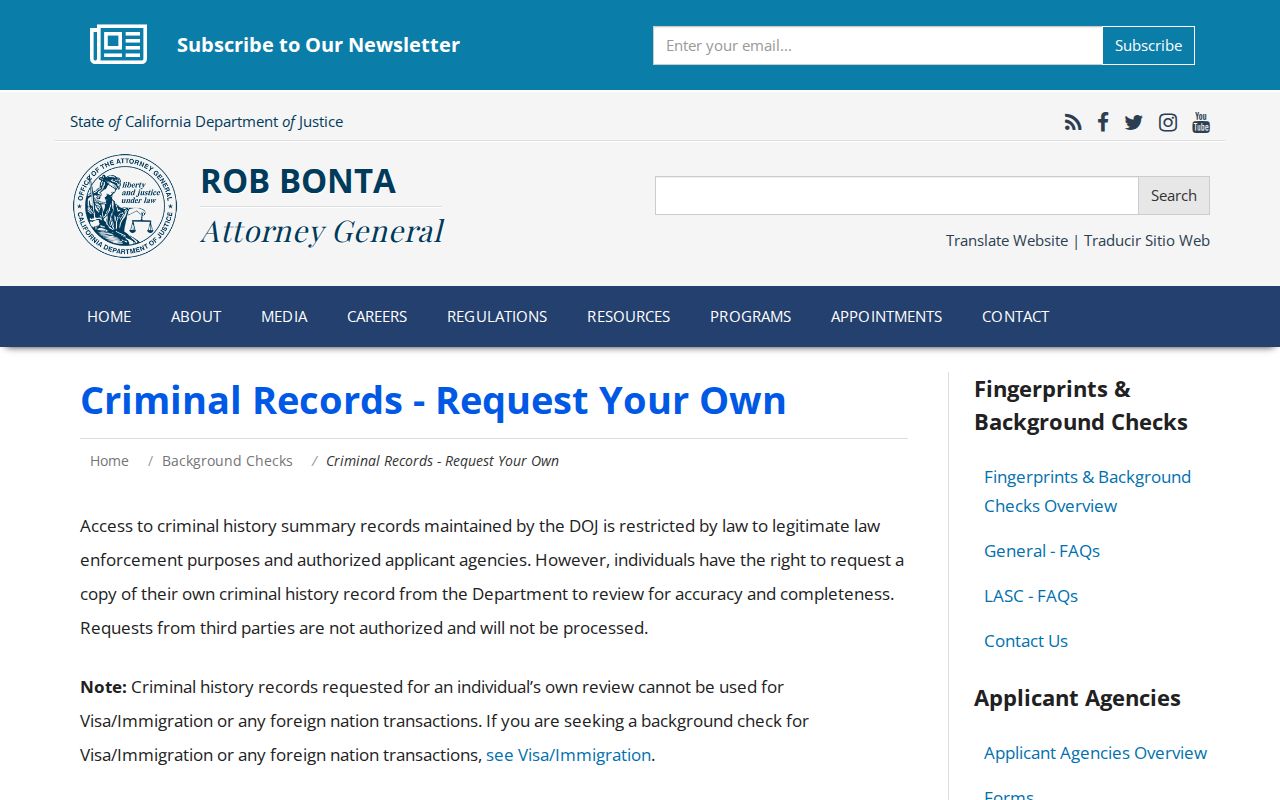Tulare County criminal history California DOJ record review