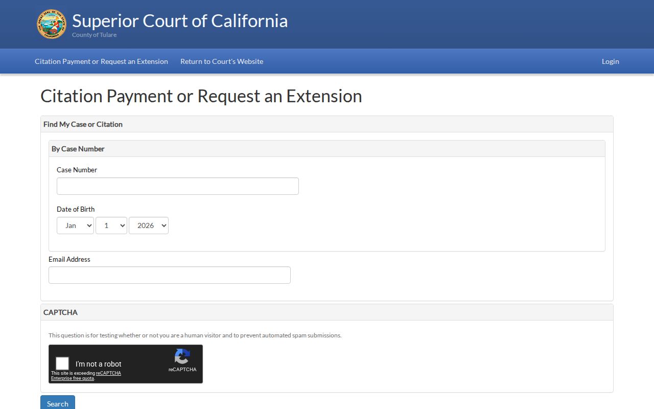 Tulare County criminal court traffic and citation portal